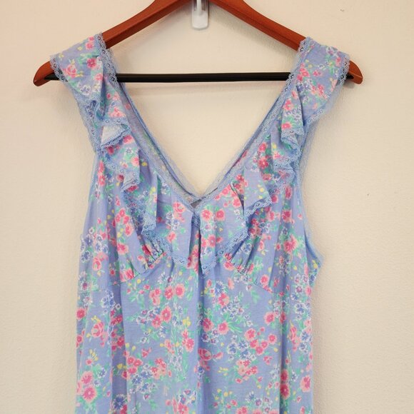 Lauren Ralph Lauren Slvless Midi Baby Doll Sleep Dres V Neck Ruffle Women M Y2K - Picture 3 of 14